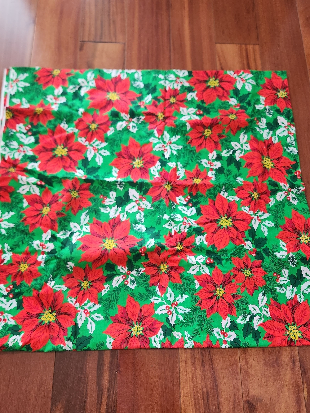 Vintage Christmas Poinsettia Fabric